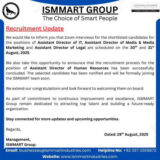 Recruitment Update Dated 29-08-2025 (Friday)